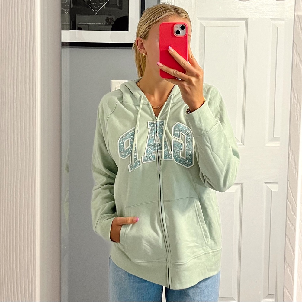 GAP Pale Green Zip Up Sweatshirt